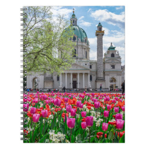 St. Charles Church in spring in Vienna, Austria Notebook
