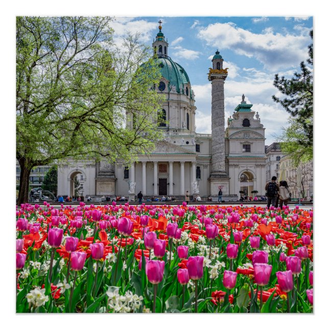 St. Charles Church in spring in Vienna, Austria Poster (Front)