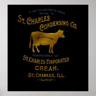 St Charles Illinois DAIRY COW MILK CREAM 1899 Poster
