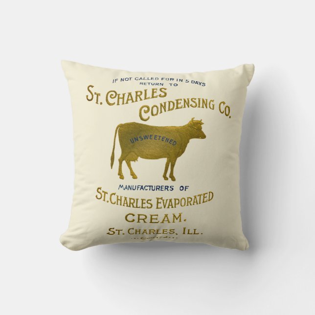 St Charles Illinois DAIRY COW MILK CREAM 1899 Throw Pillow (Front)