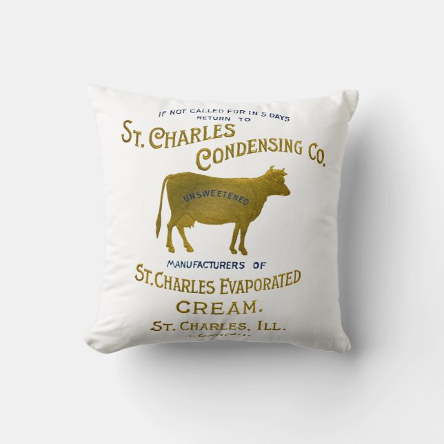 St Charles Illinois DAIRY COW MILK CREAM 1899 Throw Pillow (Front)