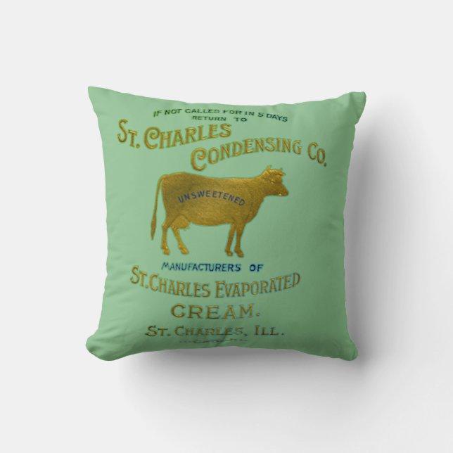 St Charles Illinois DAIRY COW MILK CREAM 1899 Throw Pillow (Front)