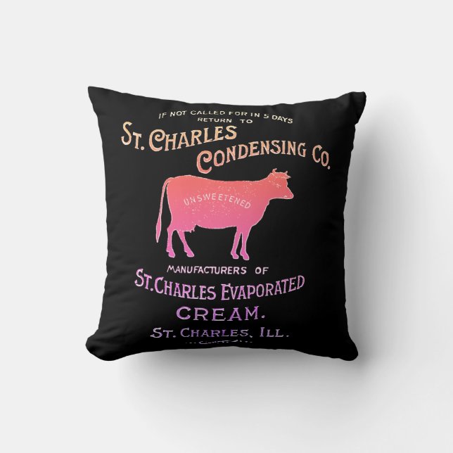 St Charles Illinois DAIRY COW MILK CREAM 1899 Throw Pillow (Front)