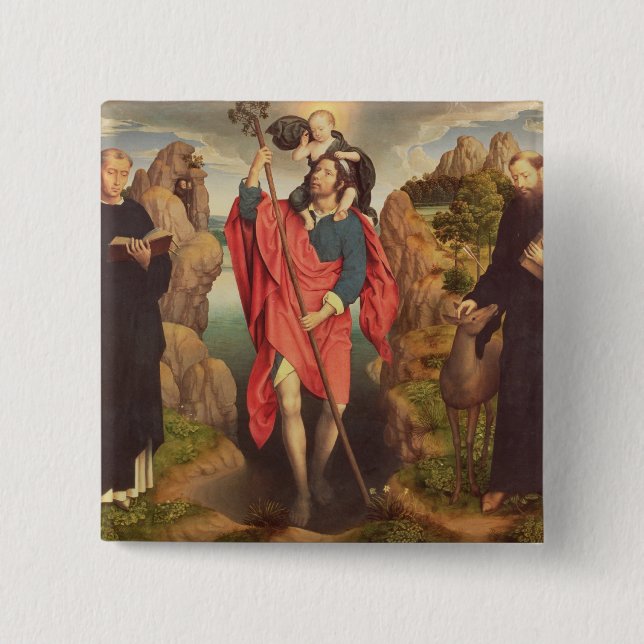 St. Christopher , 1484 2 Inch Square Button (Front)