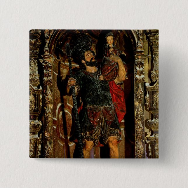 St. Christopher, 1597 2 Inch Square Button (Front)