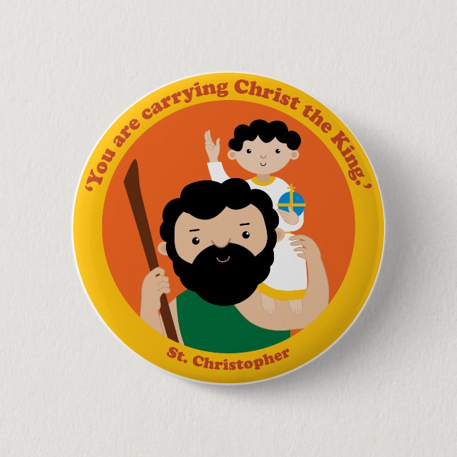 St. Christopher 2 Inch Round Button (Front)