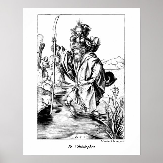 St. Christopher Adult Colouring Medieval Fine Art Poster (Front)