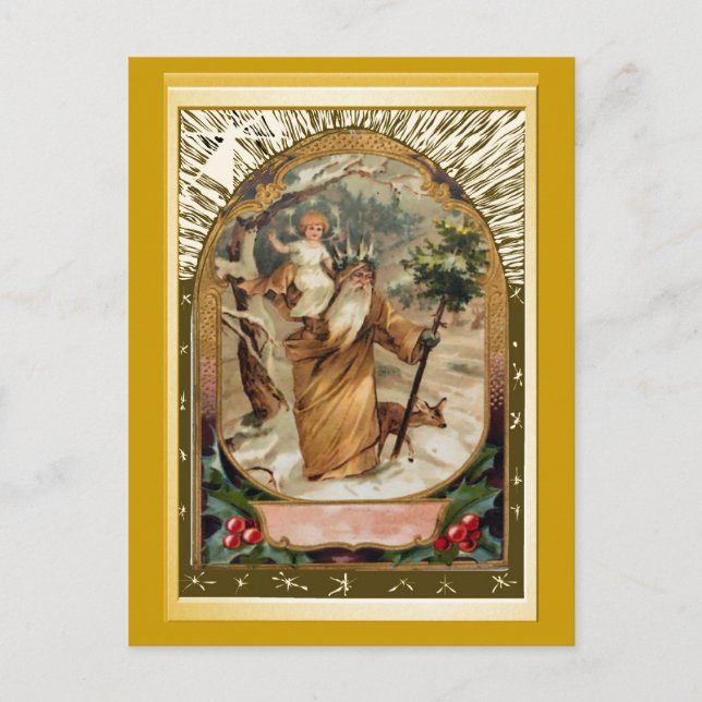 St Christopher carrying the child Jesus Holiday Postcard (Front)