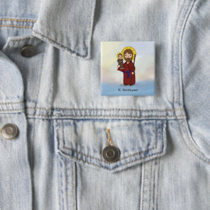 St. Christopher Feast Day Saint 2 Inch Square Button