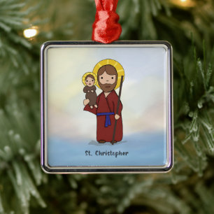 St. Christopher Feast Day Saint  Metal Ornament
