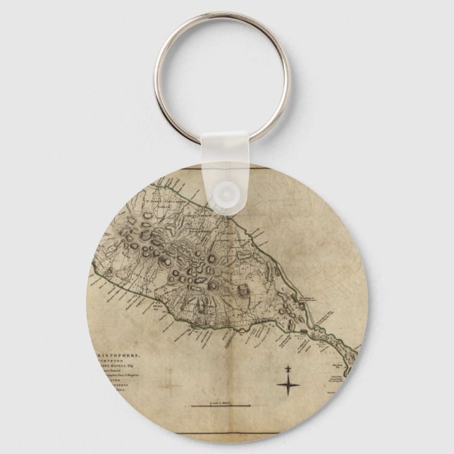 St. Christopher (St. Kitts), Caribbean Map Keychain (Front)
