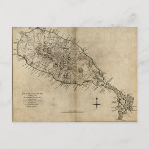 St. Christopher (St. Kitts), Caribbean Map Postcard