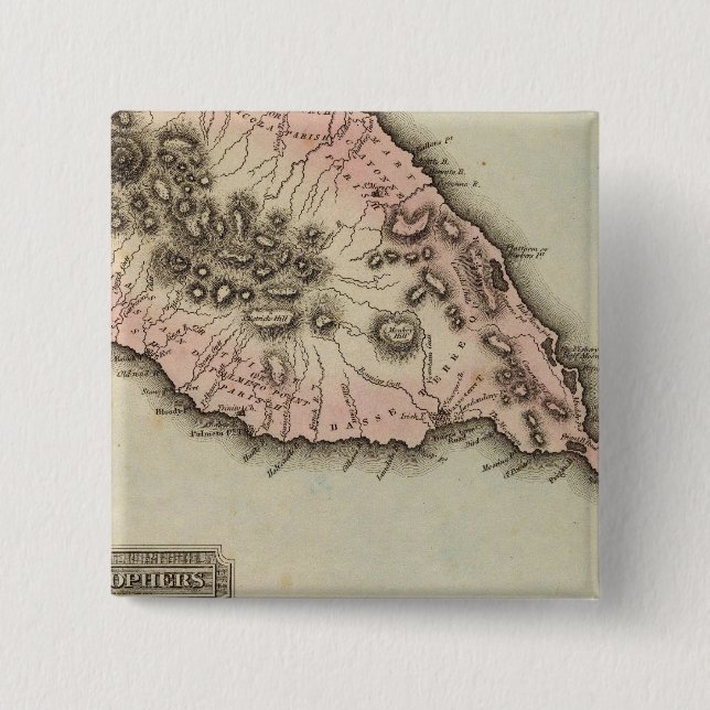 St Christophers 2 Inch Square Button (Front)
