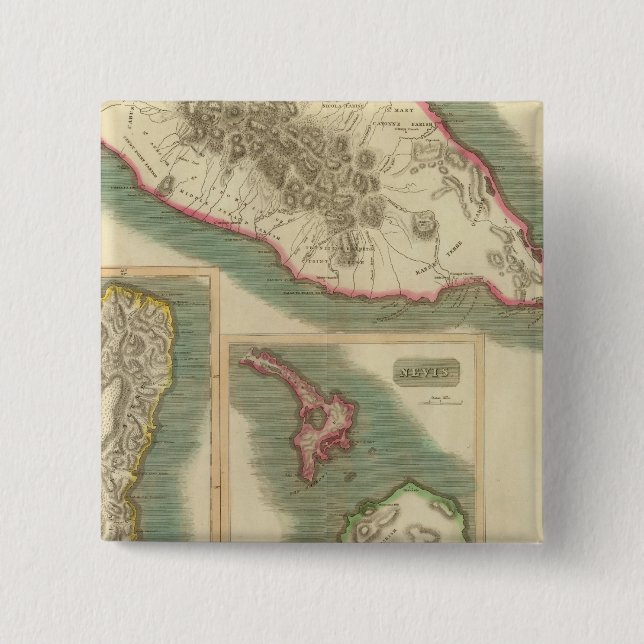 St Christophers 2 Inch Square Button (Front)