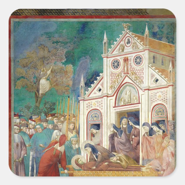 St. Clare Embraces the Body of St. Francis Square Sticker (Front)