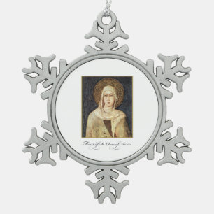 St. Clare of Assisi Feast Day Blessings Snowflake Pewter Christmas Ornament