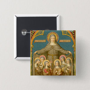 St. Clare of Assisi & Nuns (SAU 027) 2 Inch Square Button