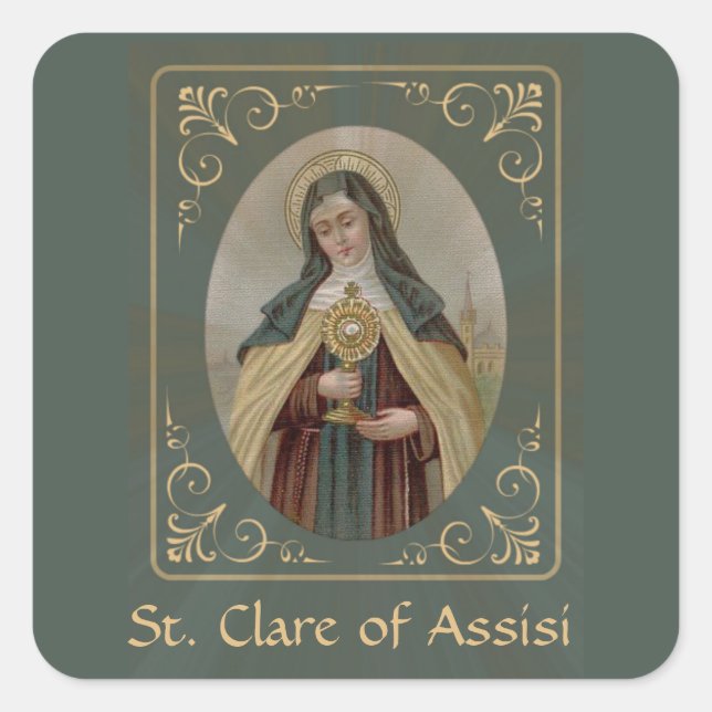 St. Clare of Assisi Square Sticker (Front)