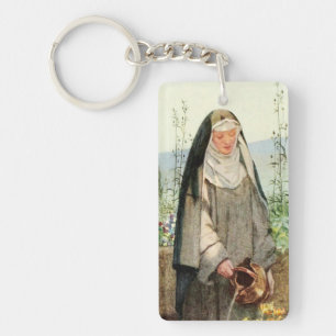 St Clare of Assisi Watering Flowers (M 065) Keychain
