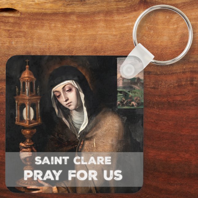 St. Clare Pray for Us Keychain (Back)