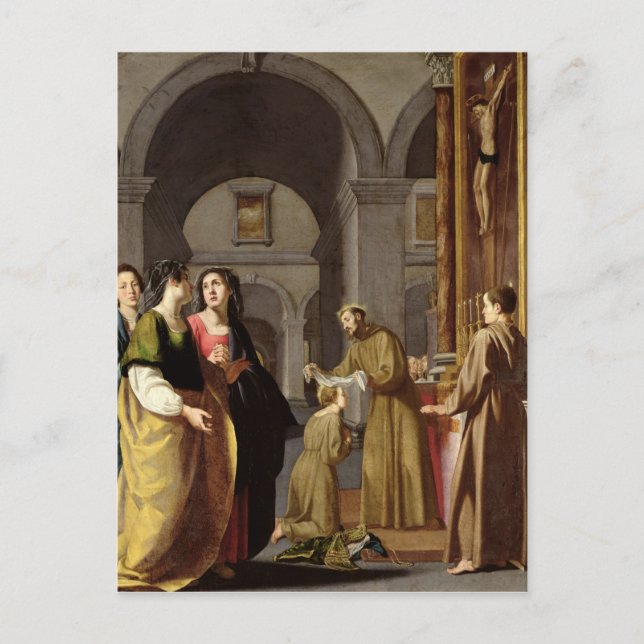 St. Clare Receiving the Veil from St. Francis Postcard (Front)