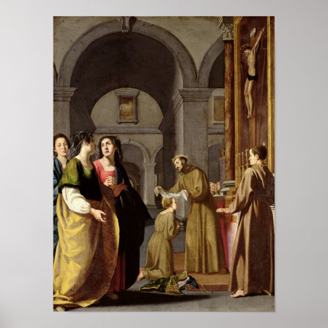 St. Clare Receiving the Veil from St. Francis Poster (Front)