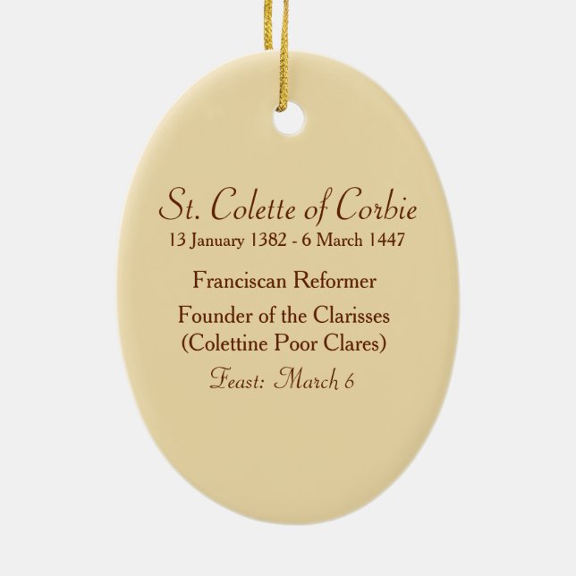 St. Colette of Corbie (SAU 027) Ceramic Ornament (Back)