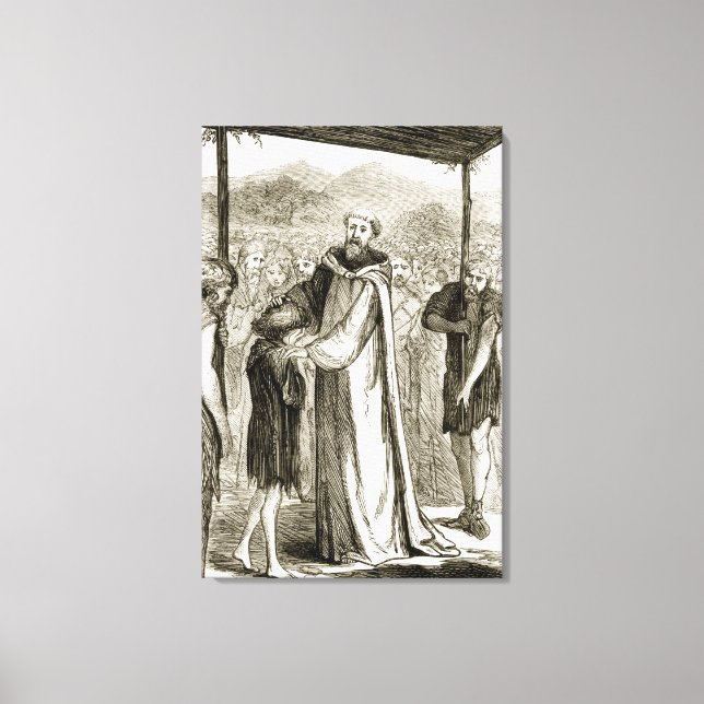 St. Columba blesses a wild boy, from 'The Trias Th Canvas Print (Front)