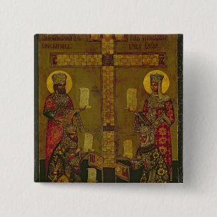 St. Constantine and St. Helena 2 Inch Square Button