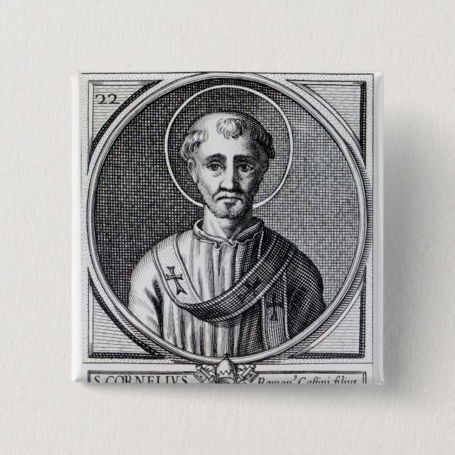 St. Cornelius 2 Inch Square Button (Front)