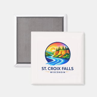 St. Croix Falls Wisconsin Scenic River & Cliffs  Magnet