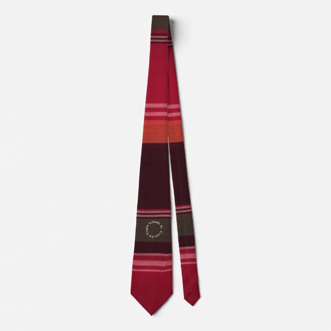 St. Croix USVI Circle Madras Pattern Personalize Tie (Front)