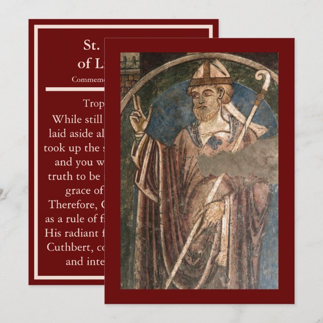 St. Cuthbert of Lindisfarne icon prayer card (Front/Back)
