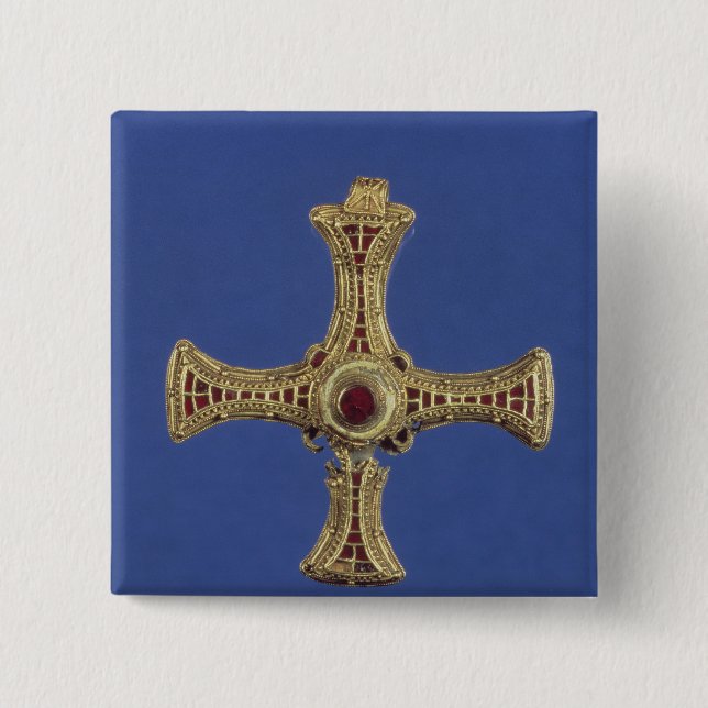 St. Cuthbert's Cross 2 Inch Square Button (Front)