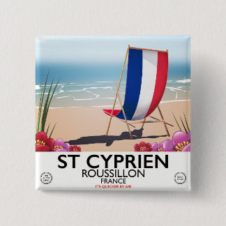 St Cyprien, Roussillon France travel poster 2 Inch Square Button
