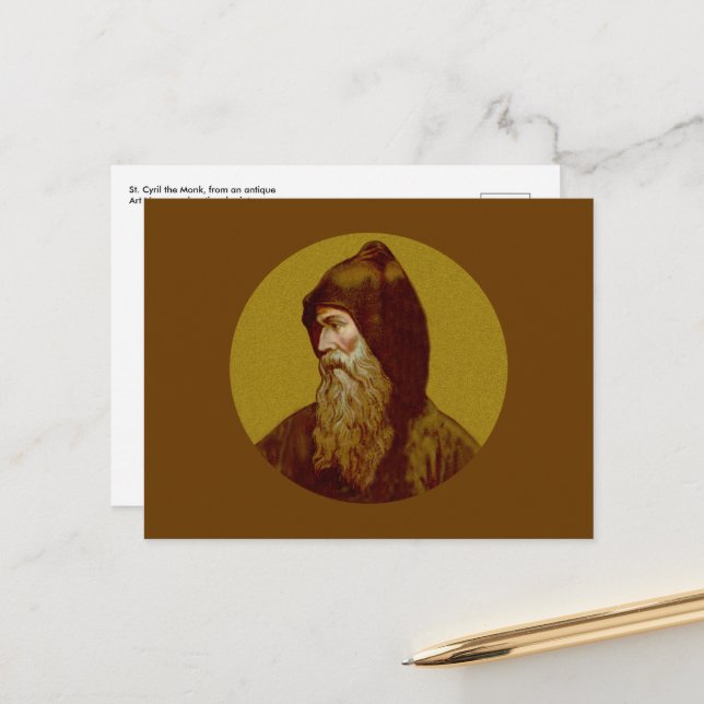St. Cyril the Monk (M 002) Horizontal Postcard (Front/Back In Situ)