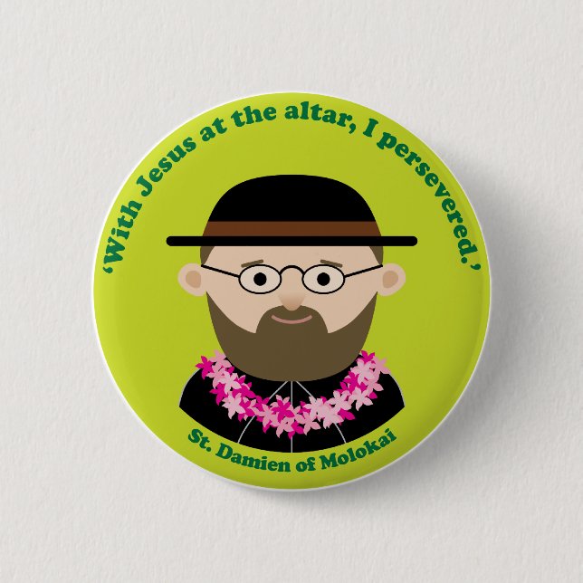 St. Damien of Molokai 2 Inch Round Button (Front)