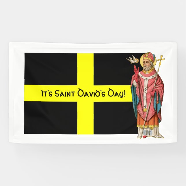 St. David of Wales (P 001) and His Flag Banner (Horizontal)