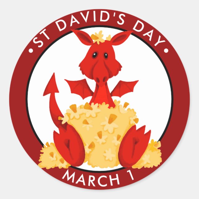 St. David’s Day Classic Round Sticker (Front)