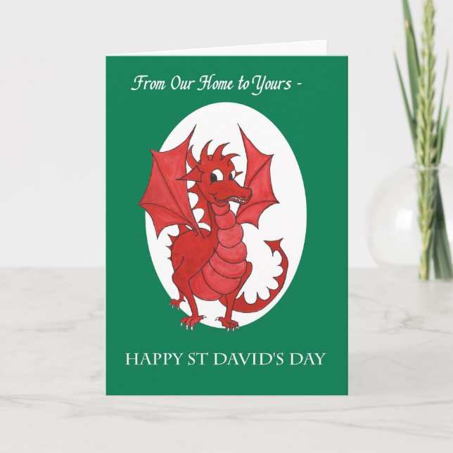 St David's Day Card, From Our Home: Red Dragon Card (Front)