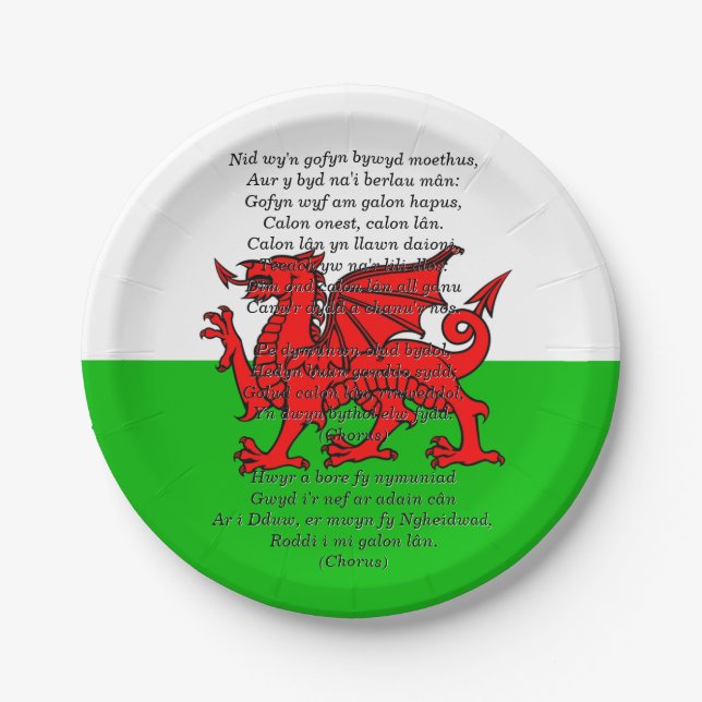 St Davids Day Christmas Calon Lân  7" Paper Plate (Front)