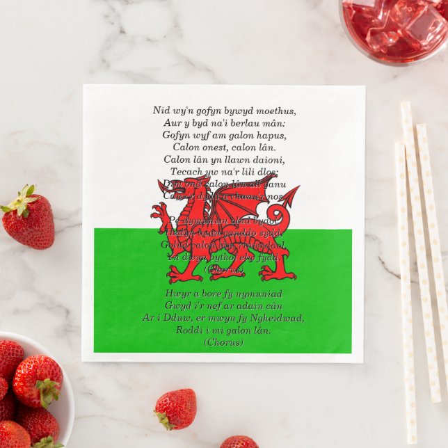 St Davids Day Christmas Calon Lân Napkin (Insitu)
