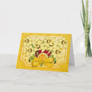 St.David's Day Greeting Card With Daffodils