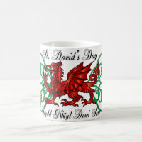 St. David's Day Mug With Welsh Dragon Daffodil