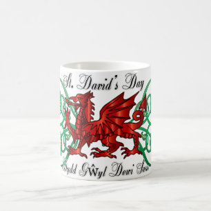 St. David's Day Mug With Welsh Dragon Daffodil