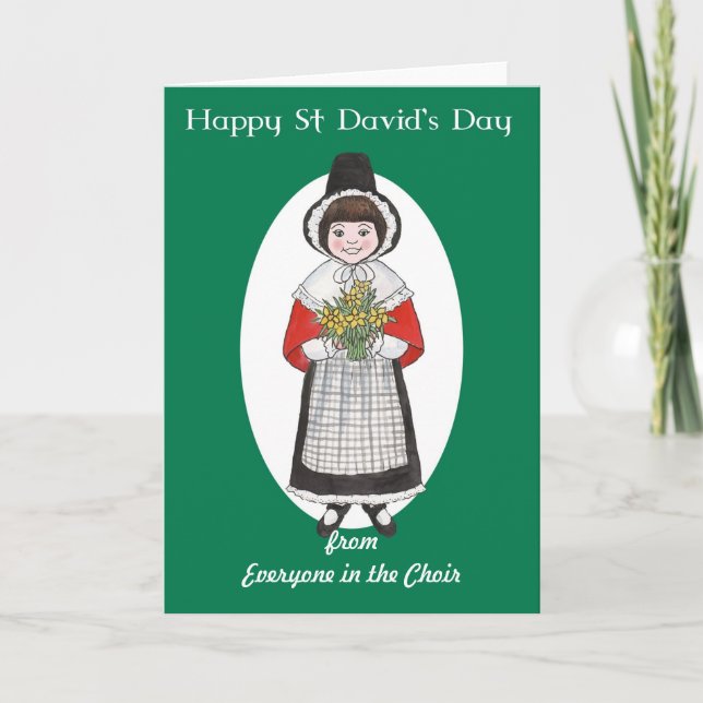 St David's Day, Welsh Costume, Card to Personalize (Front)