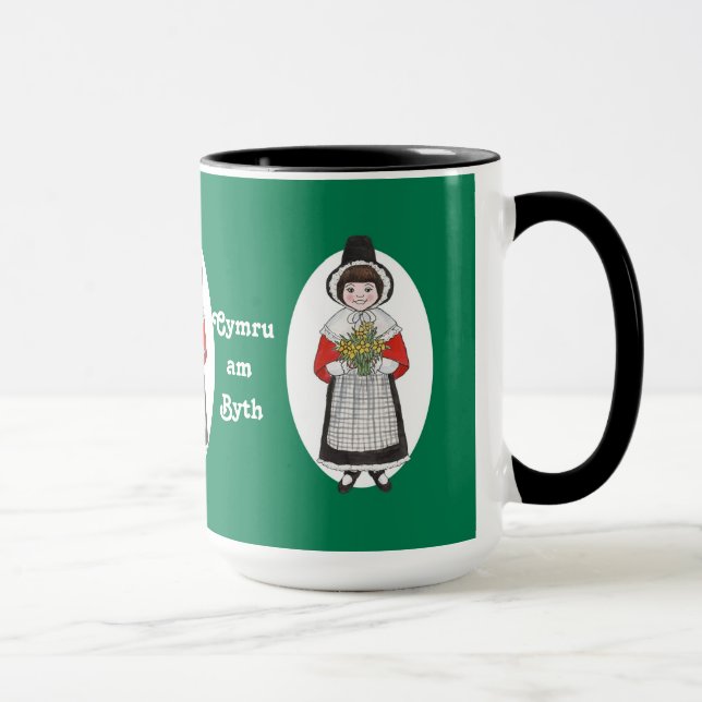 St David's Day, Welsh Costume, Mug to Personalize (Right)