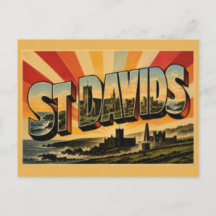 St Davids Wales Vintage Travel Art Postcard