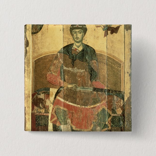 St. Demetrius of Salonica, 12th century 2 Inch Square Button (Front)