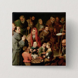 St. Diego of Alcala Giving Food to the Poor 2 Inch Square Button